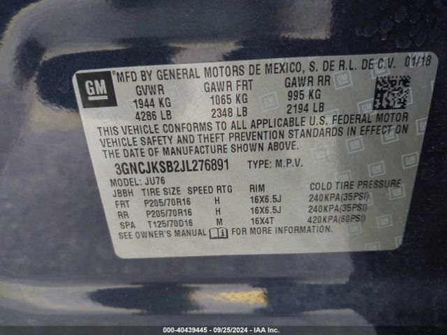 Photo 8 VIN: 3GNCJKSB2JL276891 - CHEVROLET TRAX 