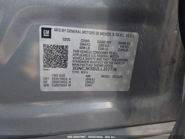 Photo 8 VIN: 3GNCJKSB2LL257776 - CHEVROLET TRAX 