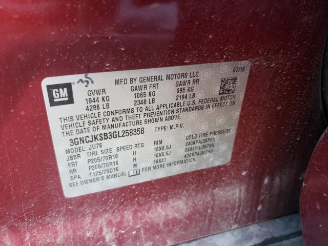 Photo 9 VIN: 3GNCJKSB3GL258358 - CHEVROLET TRAX LS 