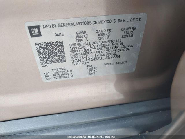 Photo 8 VIN: 3GNCJKSB3JL357284 - CHEVROLET TRAX 