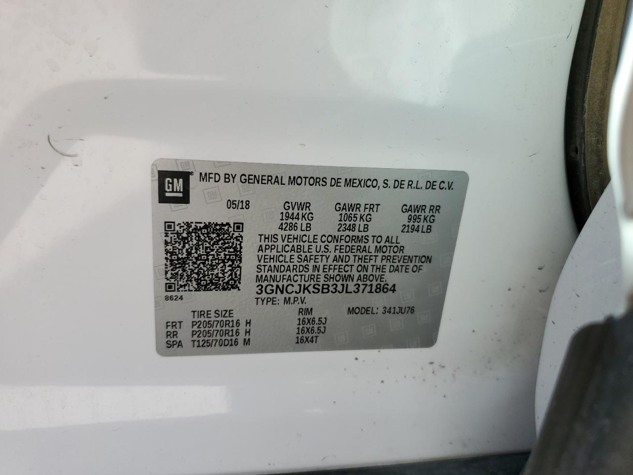 Photo 11 VIN: 3GNCJKSB3JL371864 - CHEVROLET TRAX 