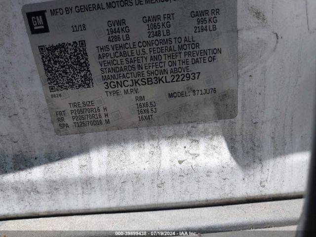 Photo 8 VIN: 3GNCJKSB3KL222937 - CHEVROLET TRAX 