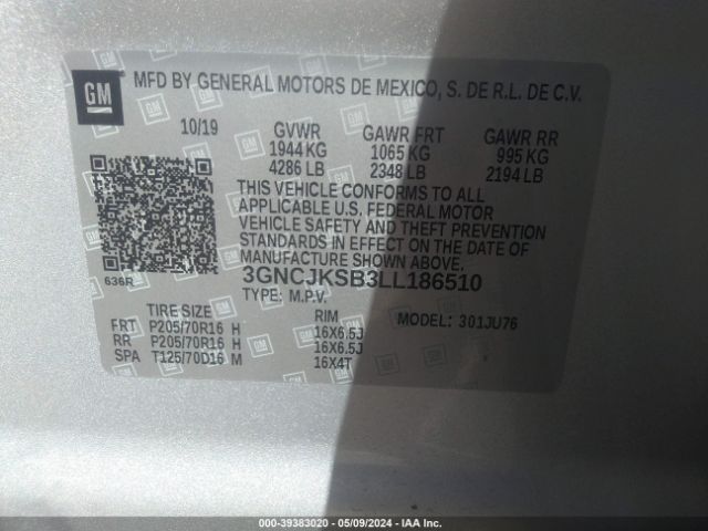 Photo 8 VIN: 3GNCJKSB3LL186510 - CHEVROLET TRAX 