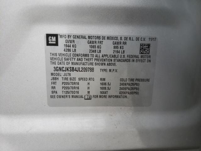 Photo 9 VIN: 3GNCJKSB4JL209788 - CHEVROLET TRAX LS 