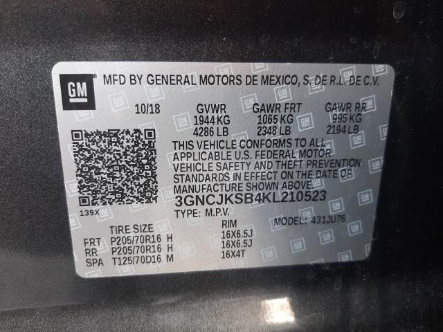 Photo 9 VIN: 3GNCJKSB4KL210523 - CHEVROLET TRAX LS 