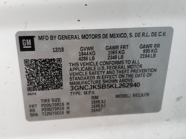 Photo 9 VIN: 3GNCJKSB5KL262940 - CHEVROLET TRAX LS 