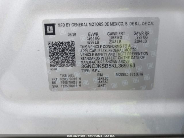 Photo 8 VIN: 3GNCJKSB5KL369793 - CHEVROLET TRAX 