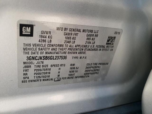 Photo 9 VIN: 3GNCJKSB6GL237536 - CHEVROLET TRAX LS 