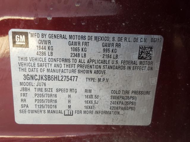 Photo 9 VIN: 3GNCJKSB6HL275477 - CHEVROLET TRAX LS 