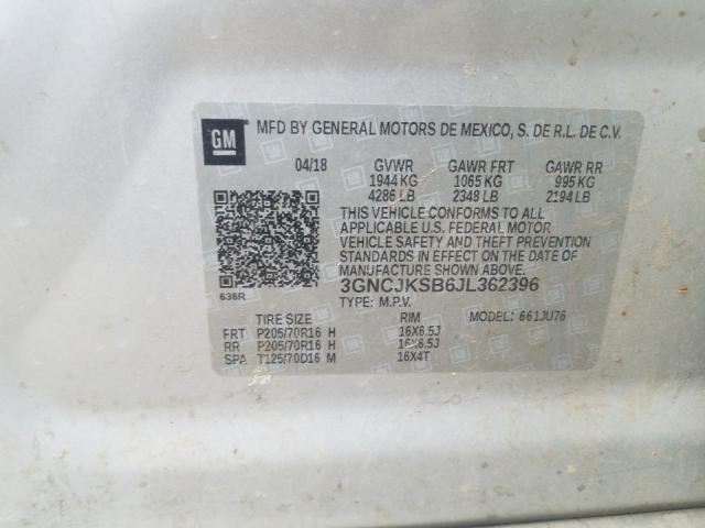 Photo 9 VIN: 3GNCJKSB6JL362396 - CHEVROLET TRAX LS 