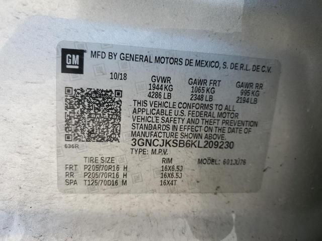 Photo 12 VIN: 3GNCJKSB6KL209230 - CHEVROLET TRAX LS 