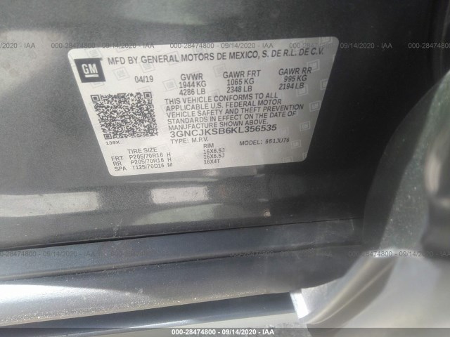 Photo 8 VIN: 3GNCJKSB6KL356535 - CHEVROLET TRAX 