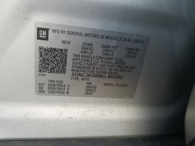 Photo 9 VIN: 3GNCJKSB6KL405331 - CHEVROLET TRAX LS 