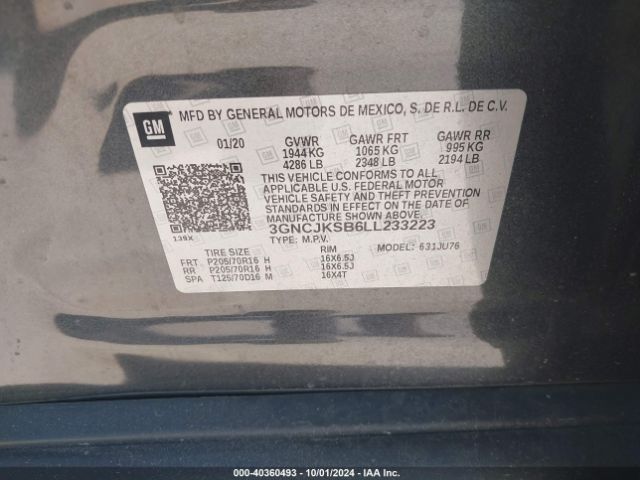 Photo 8 VIN: 3GNCJKSB6LL233223 - CHEVROLET TRAX 