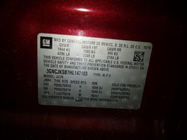 Photo 9 VIN: 3GNCJKSB7HL147183 - CHEVROLET TRAX LS 