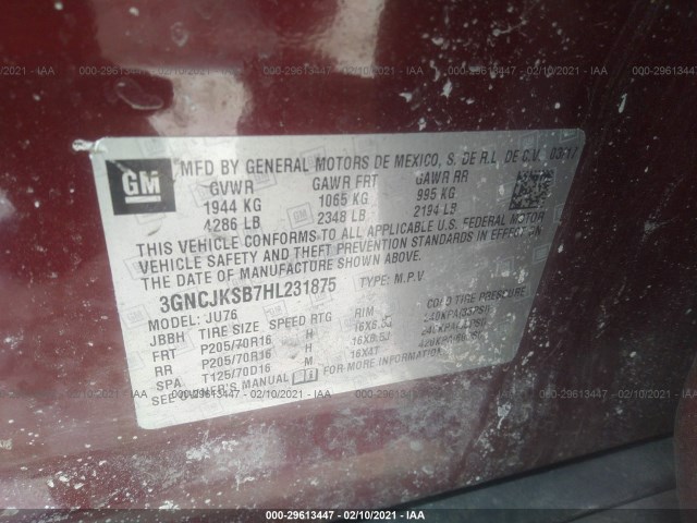 Photo 8 VIN: 3GNCJKSB7HL231875 - CHEVROLET TRAX 