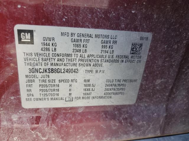 Photo 11 VIN: 3GNCJKSB8GL249042 - CHEVROLET TRAX LS 