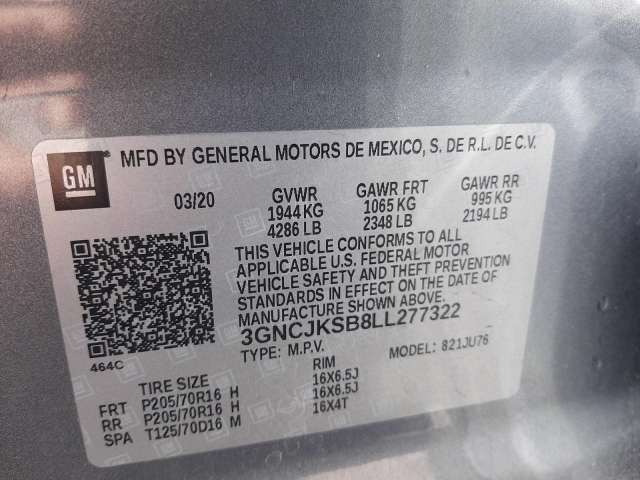 Photo 11 VIN: 3GNCJKSB8LL277322 - CHEVROLET TRAX 