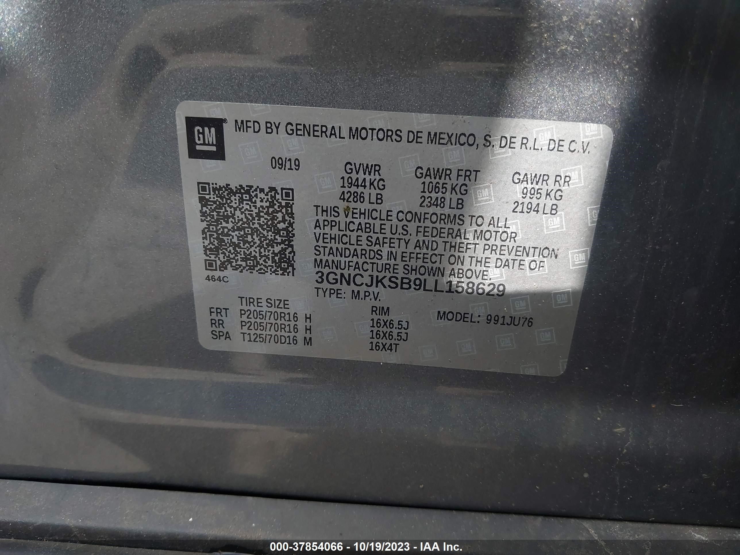 Photo 8 VIN: 3GNCJKSB9LL158629 - CHEVROLET TRAX 