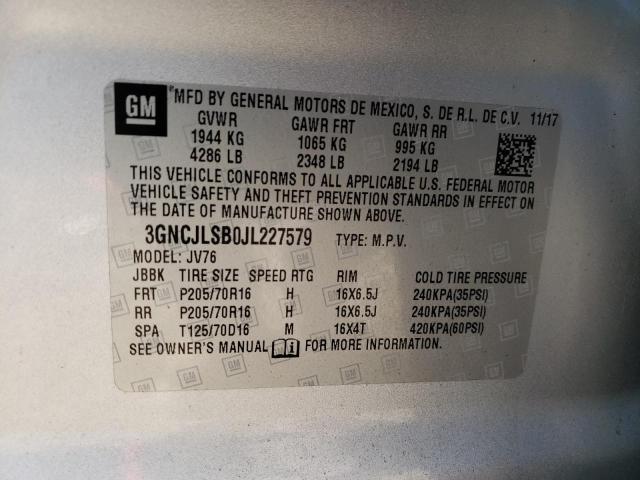 Photo 9 VIN: 3GNCJLSB0JL227579 - CHEVROLET TRAX 1LT 