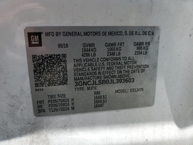 Photo 12 VIN: 3GNCJLSB0JL393603 - CHEVROLET TRAX 1LT 