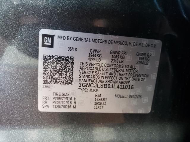 Photo 9 VIN: 3GNCJLSB0JL411016 - CHEVROLET TRAX 1LT 