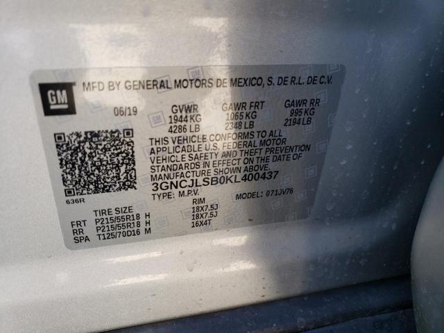 Photo 11 VIN: 3GNCJLSB0KL400437 - CHEVROLET TRAX 1LT 