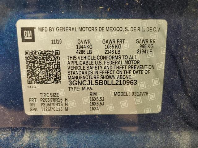 Photo 12 VIN: 3GNCJLSB0LL210963 - CHEVROLET TRAX 1LT 