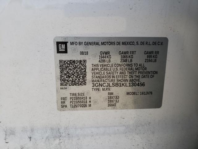 Photo 9 VIN: 3GNCJLSB1KL130456 - CHEVROLET TRAX 1LT 