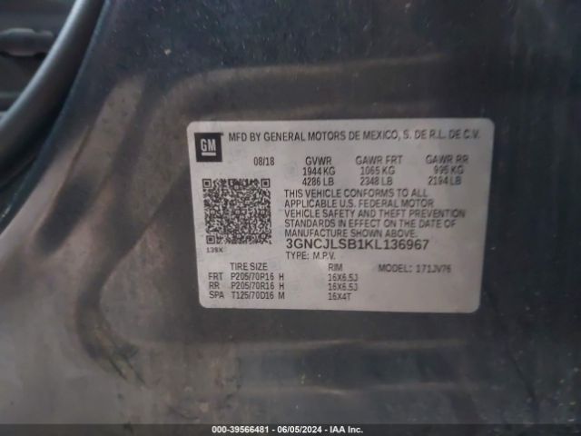 Photo 8 VIN: 3GNCJLSB1KL136967 - CHEVROLET TRAX 