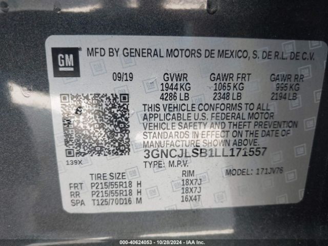 Photo 8 VIN: 3GNCJLSB1LL171557 - CHEVROLET TRAX 