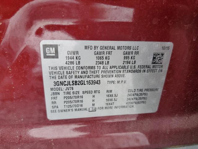 Photo 12 VIN: 3GNCJLSB2GL163943 - CHEVROLET TRAX 