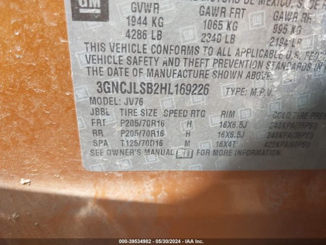 Photo 8 VIN: 3GNCJLSB2HL169226 - CHEVROLET TRAX 