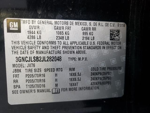 Photo 9 VIN: 3GNCJLSB2JL282048 - CHEVROLET TRAX 1LT 