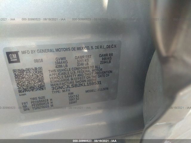 Photo 8 VIN: 3GNCJLSB2KL159531 - CHEVROLET TRAX 