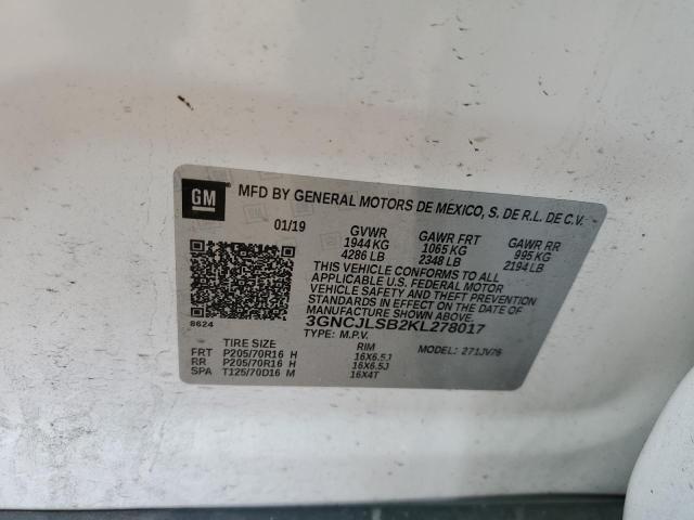 Photo 11 VIN: 3GNCJLSB2KL278017 - CHEVROLET TRAX 1LT 