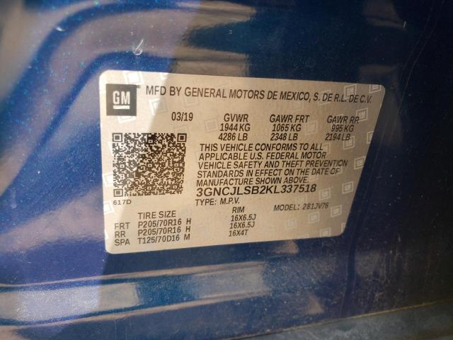 Photo 9 VIN: 3GNCJLSB2KL337518 - CHEVROLET TRAX 1LT 