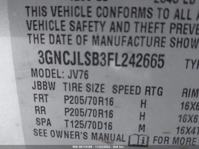 Photo 8 VIN: 3GNCJLSB3FL242665 - CHEVROLET TRAX 