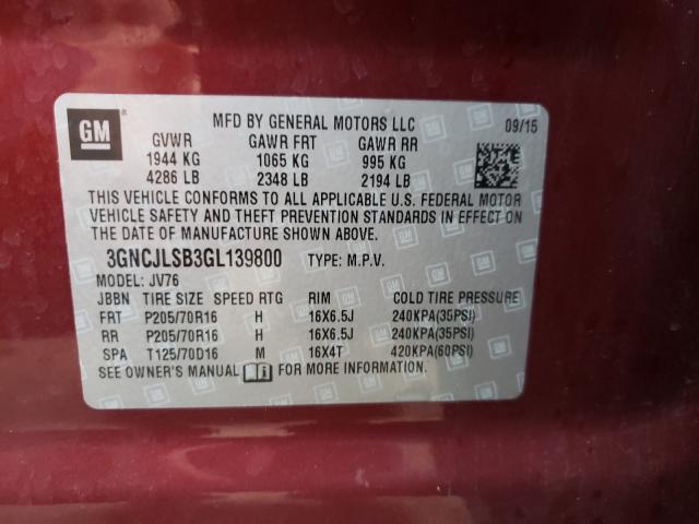 Photo 9 VIN: 3GNCJLSB3GL139800 - CHEVROLET TRAX 1LT 