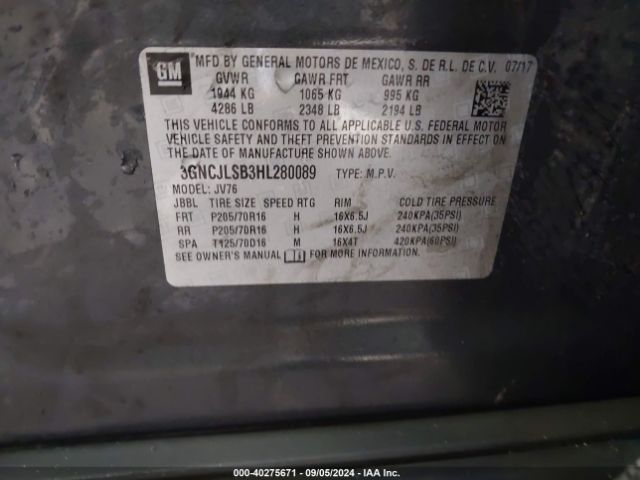 Photo 8 VIN: 3GNCJLSB3HL280089 - CHEVROLET TRAX 