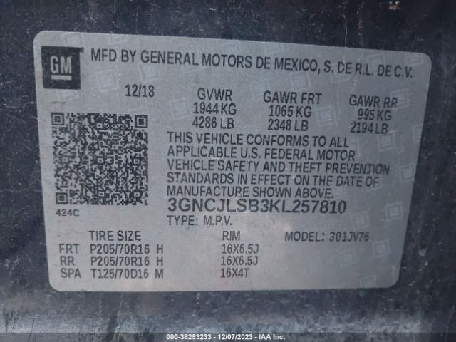 Photo 8 VIN: 3GNCJLSB3KL257810 - CHEVROLET TRAX 