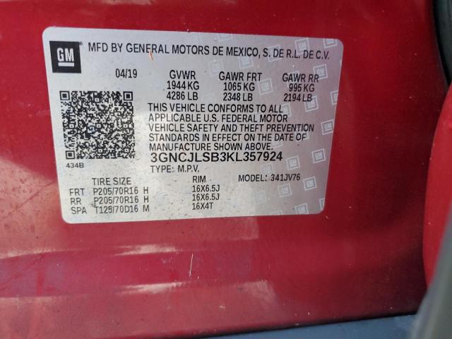 Photo 13 VIN: 3GNCJLSB3KL357924 - CHEVROLET TRAX 1LT 