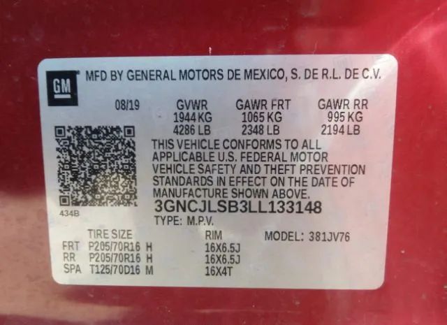 Photo 8 VIN: 3GNCJLSB3LL133148 - CHEVROLET TRAX 