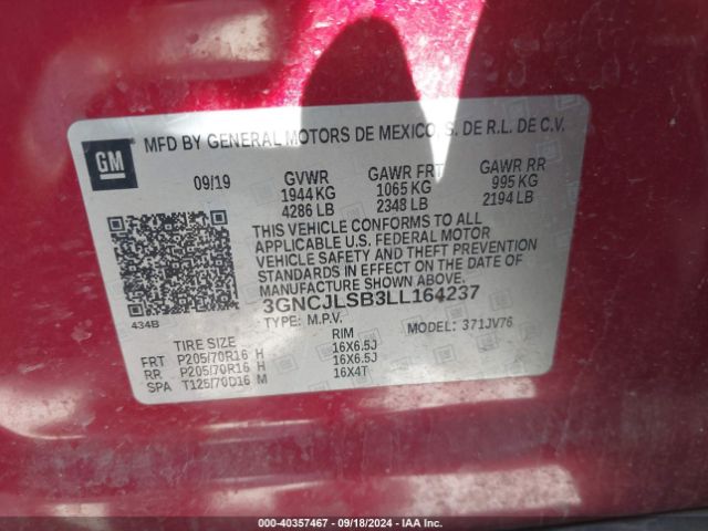 Photo 8 VIN: 3GNCJLSB3LL164237 - CHEVROLET TRAX 