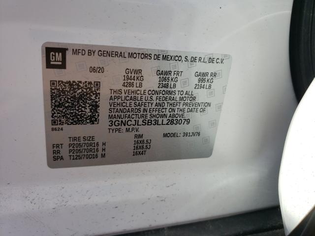 Photo 9 VIN: 3GNCJLSB3LL283079 - CHEVROLET TRAX 1LT 