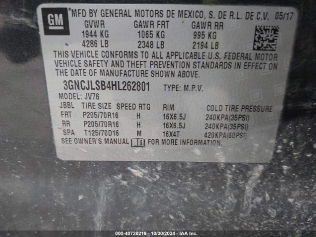 Photo 8 VIN: 3GNCJLSB4HL262801 - CHEVROLET TRAX 