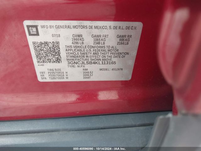 Photo 8 VIN: 3GNCJLSB4KL113165 - CHEVROLET TRAX 