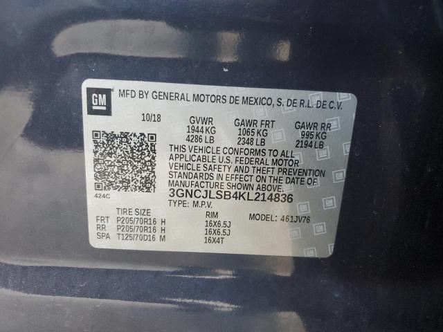 Photo 12 VIN: 3GNCJLSB4KL214836 - CHEVROLET TRAX 1LT 