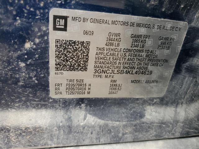 Photo 11 VIN: 3GNCJLSB4KL404619 - CHEVROLET TRAX 1LT 