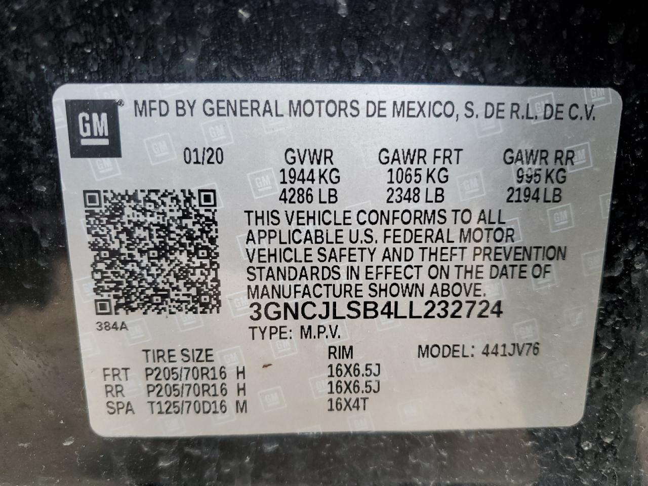 Photo 11 VIN: 3GNCJLSB4LL232724 - CHEVROLET TRAX 